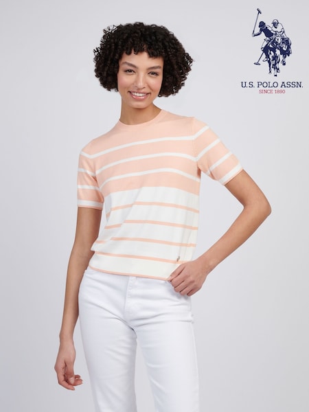 U.S. Polo Assn Orange Womens Colour Block Stripe Short Sleeve Jumper (F61894) | 3,605 UAH