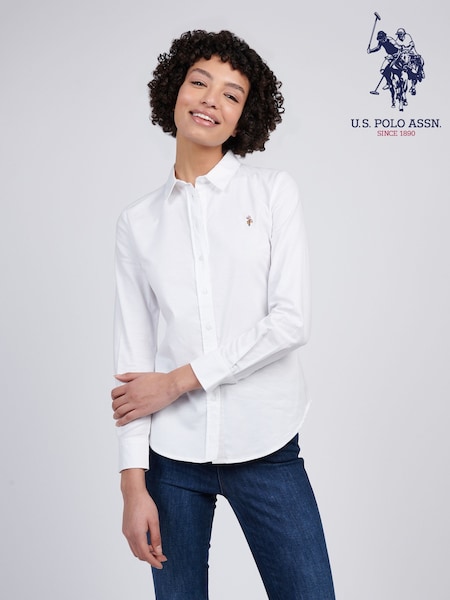 U.s. Polo Assn Womens Stretch Classic Fit Oxford Shirt (F61908) | ‏302‏₪