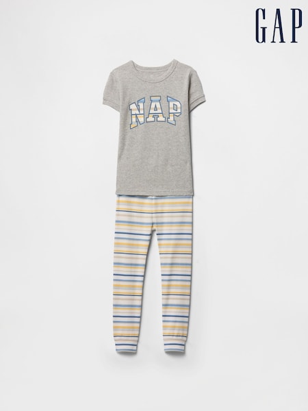 Gap Grey Short Sleeve Striped Pyjamas (6mths-5yrs) (F61953) | €26