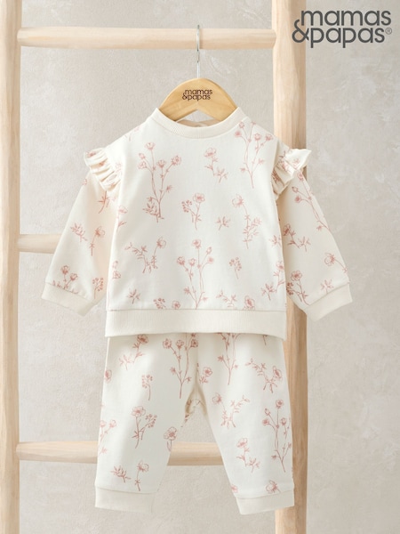 Mamas & Papas Pink Floral Print Sweatshirt And Leggings Set (F62139) | 186 LEI