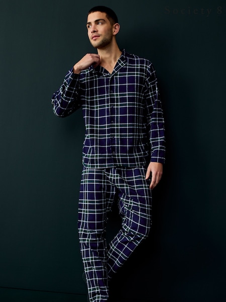 Society 8 Blue Mens Flannel 100% Cotton Pyjamas (F62142) | €20