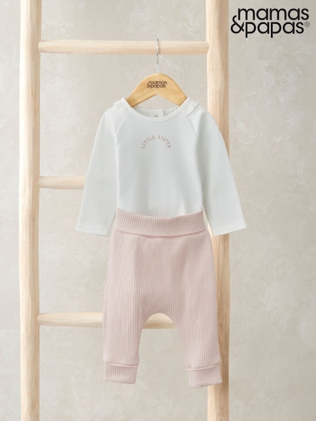 Mamas & Papas Pink Little Sister Bodysuit And Leggings Set (F62146) | €28