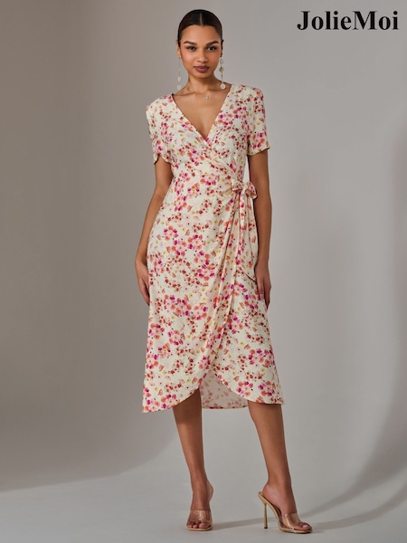 Jolie Moi Pink Printed Wrap Midmaxi Dress (F62189) | €92