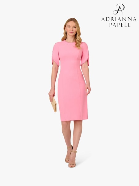 Adrianna Papell Pink Knit Crepe Pearl Midi Dress (F62221) | R3,278