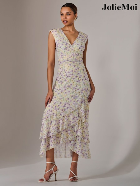 Пурпурный - Jolie Moi Sleeveless Ruffle Midi Dress (F62236) | €99