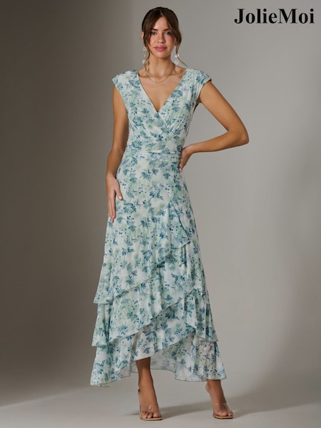 Jolie Moi Green Sleeveless Ruffle Midi Dress (F62238) | ₪377