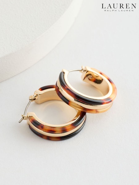Lauren Ralph Lauren Hoop Brown Tortoiseshell Earrings (F62257) | €66