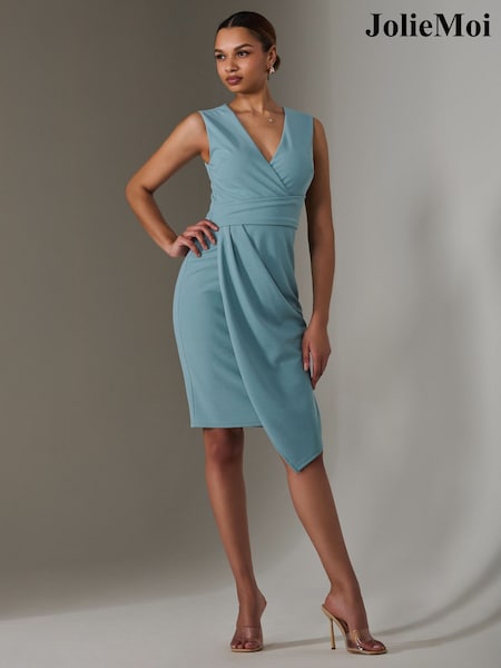 Синий - Jolie Moi Sleeveless Wrap Front Midi Dress (F62259) | €80