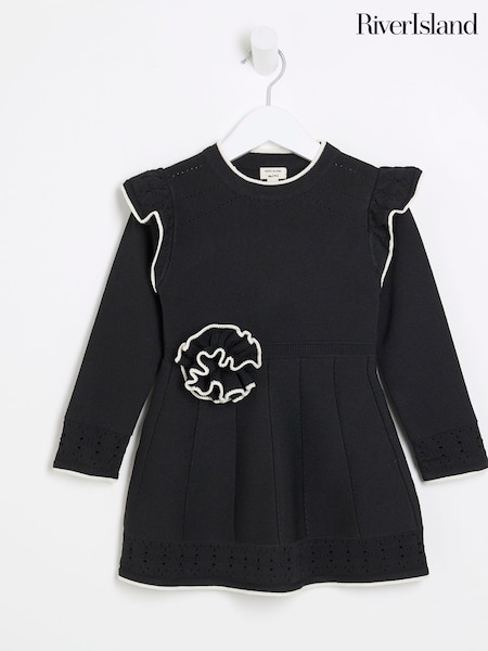 River Island Black Girls Rose Flippy Dress (F62301) | kr371