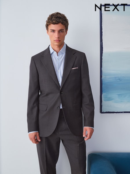 Castanho - Slim Fit Wool Suit Jacket (F62331) | R$ 1.090