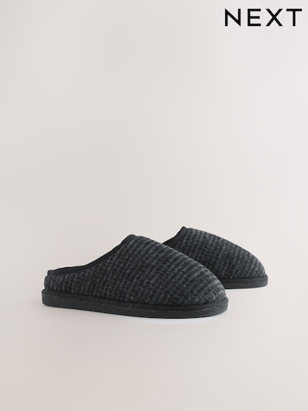 Grau - Brushed Check Mule Slippers (F62340) | 33 €
