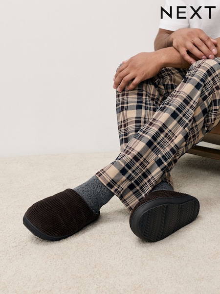 Brown Cord Mule Slippers (F62349) | €25