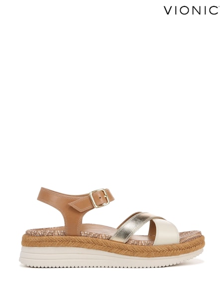 Vionic Regular Fit Camel Pasadena Mar Platform Sandals (F62360) | €165