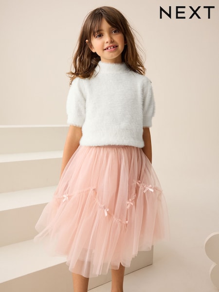 Ecru Fluffy Short Sleeve Top (3-16yrs) (F62409) | €22 - €29