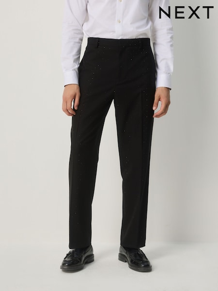 Preto - Slim Fit Sequin Tuxedo Suit Trousers (F62414) | R$ 480
