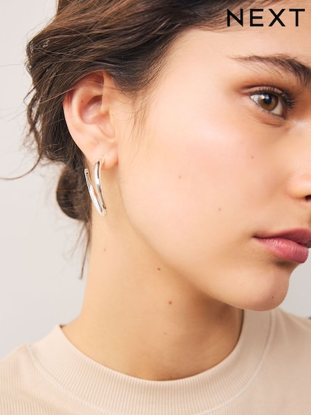 Silver Tone Hoop Earrings (F62428) | €8