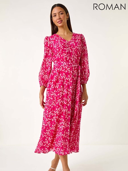 Roman Heart Print Midi Dress (F62477) | ‏365‏₪