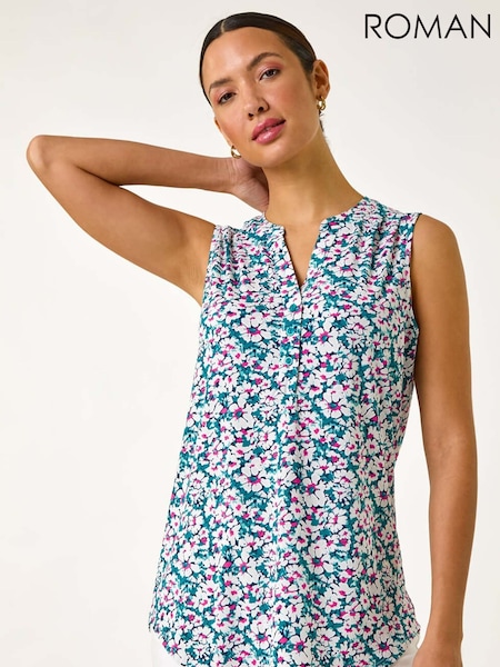 Roman Textured Floral Print Vest Top (F62478) | 238 LEI