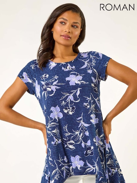 Roman Textured Floral Print Tunic Top (F62479) | 45 €