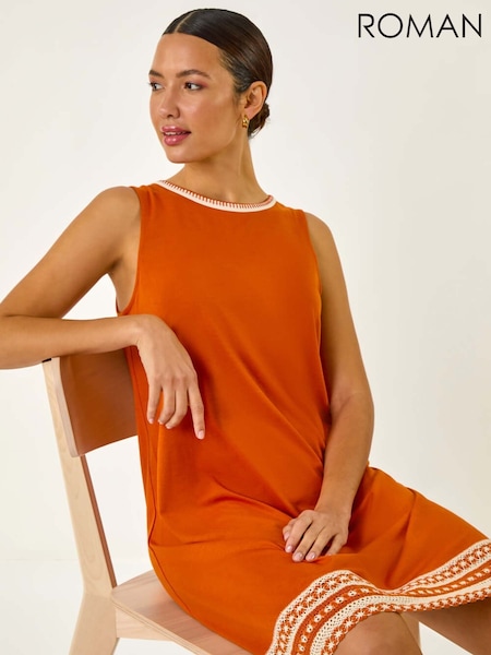 Oranssi - Roman Brodeerattu Trim Stretch - Jersey Shift Mekko (F62494) | €71