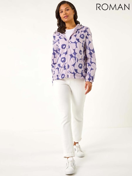 Violet - Jachetă de ploaie Roman cu imprimeu floral (F62495) | 432 LEI