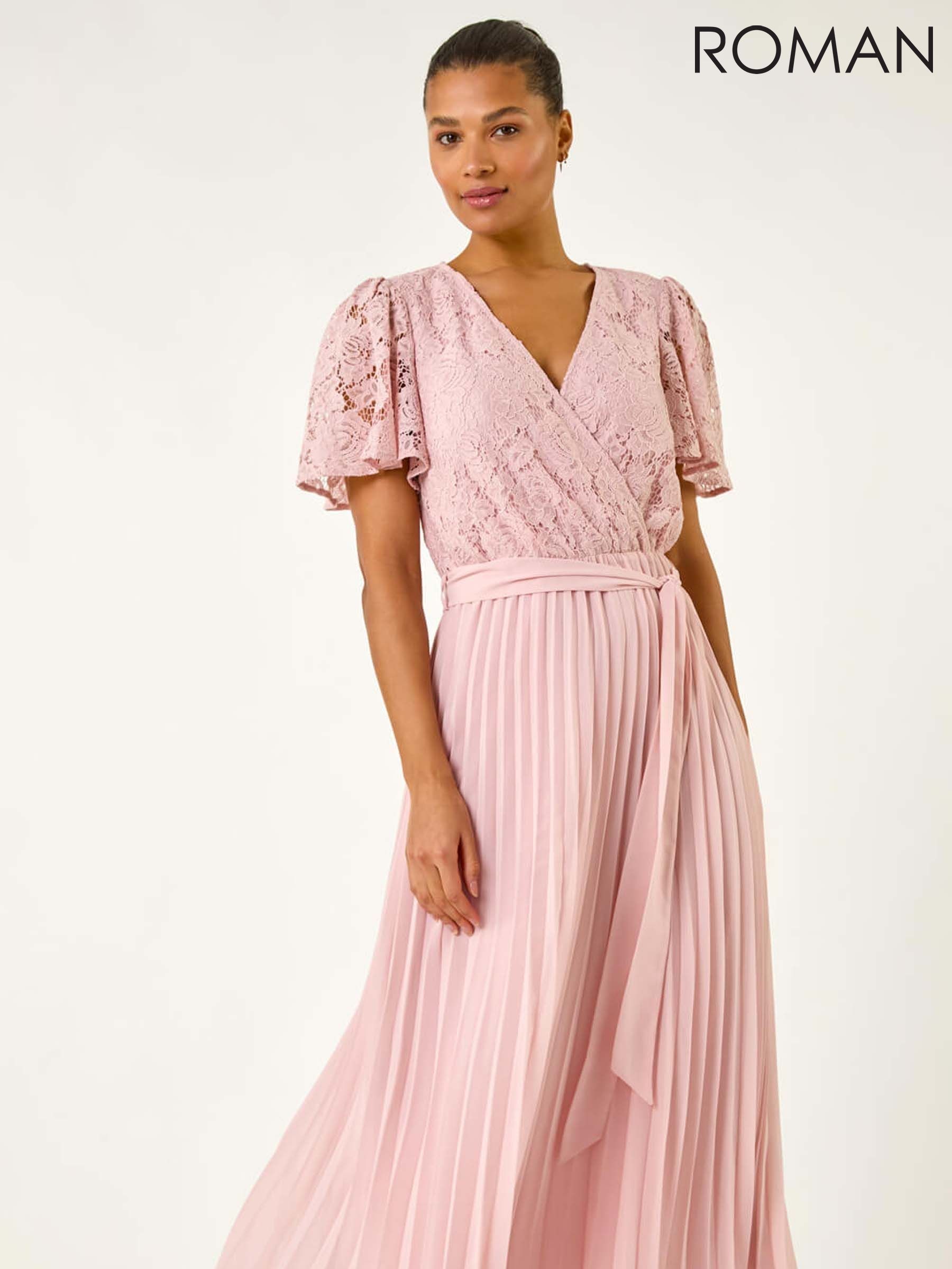 Pink Belted Floral Short Sleeve Partywear Dresses | Next Luxembourg