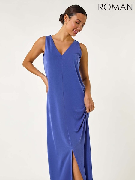 Roman Blue Soft Pique Stretch Midi Dress (F62536) | €59