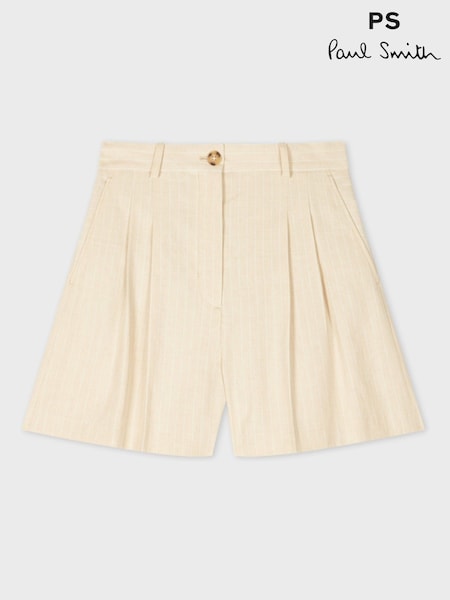 PS Paul Smith Yellow Pleated Pinstripe Shorts (F62539) | €303