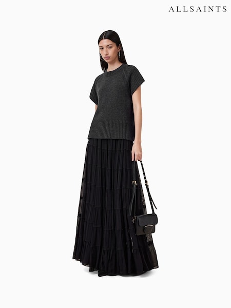 AllSaints Black Eva Maxi Skirt (F62551) | 886 QAR