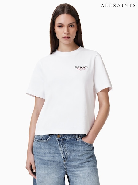 AllSaints White Amore Lisa 100% Organic Cotton T-Shirt (F62553) | €83
