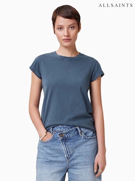 AllSaints Oyster Blue Anna 100% Organic Cotton T-Shirt (F62563) | $79