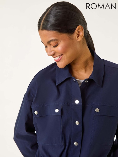 Roman Blue Utility Collared Pocket Jacket (F62605) | ₪346