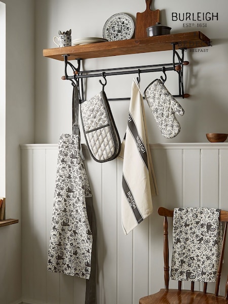 Burleigh X Bedeck Of Belfast Charcoal Regal Peacock Double Oven Gloves (F62691) | 129 QAR