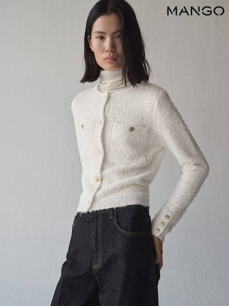 Mango Cream Tweed Jacket With Jewel Buttons (F62825) | €63