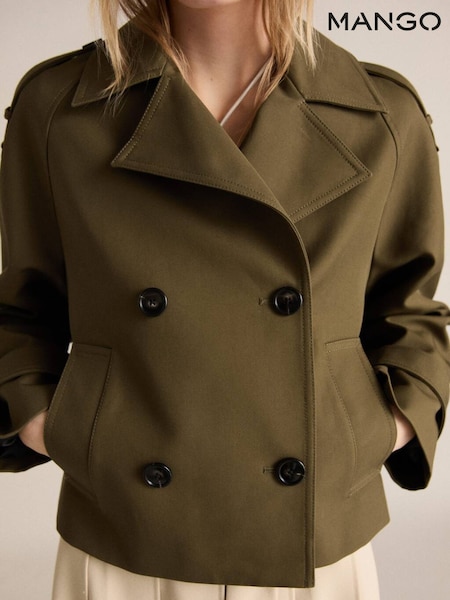 Mango Khaki Double-Breasted Short Trench Coat (F62826) | €114