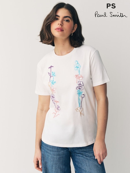 PS Paul Smith Flower Embroidery T-Shirt (F62830) | 745 LEI