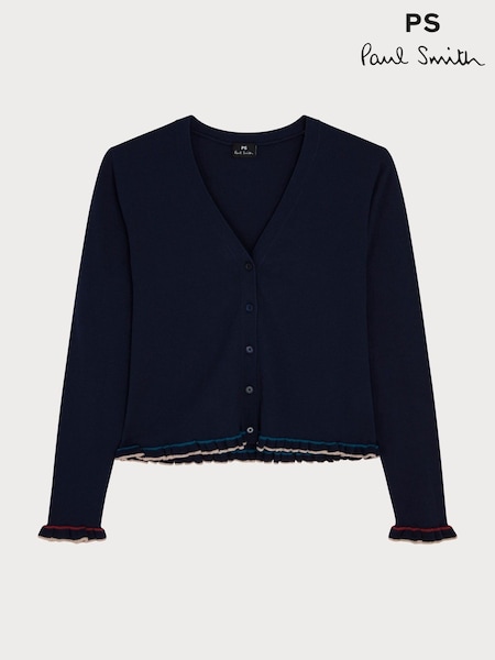 modra - PS Paul Smith Knitted V-Neck Button Through Wool Blend Cardigan (F62838) | € 342