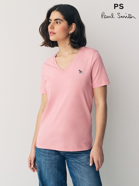 PS Paul Smith V-Neck Zebra Logo 100%  Cotton T-Shirt (F62840) | €102