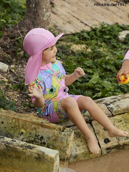 Polarn O Pyret Pink Flower Print Sunsafe UV Swimsuit (F62892) | ₪226