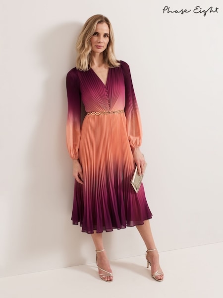 Phase Eight Purple / Orange Mira Ombre Dress (F62930) | 886 QAR