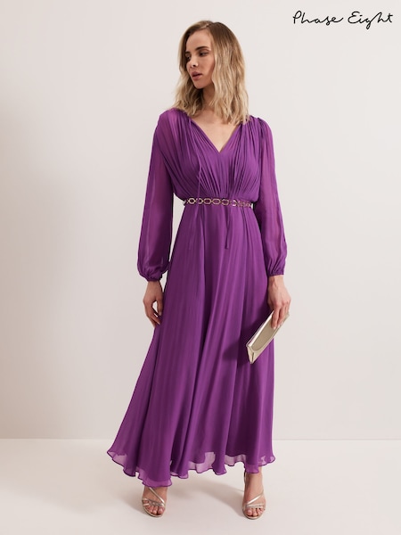 Phase Eight Purple Amal Pleated Dress (F62940) | 1,133 QAR