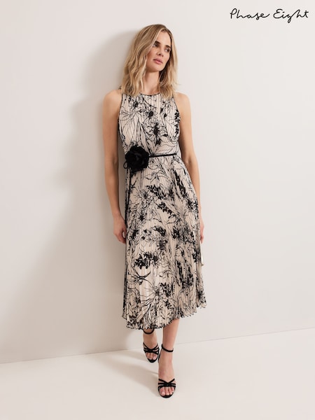 Phase Eight Black Sandra Printed Dress (F62947) | 886 QAR