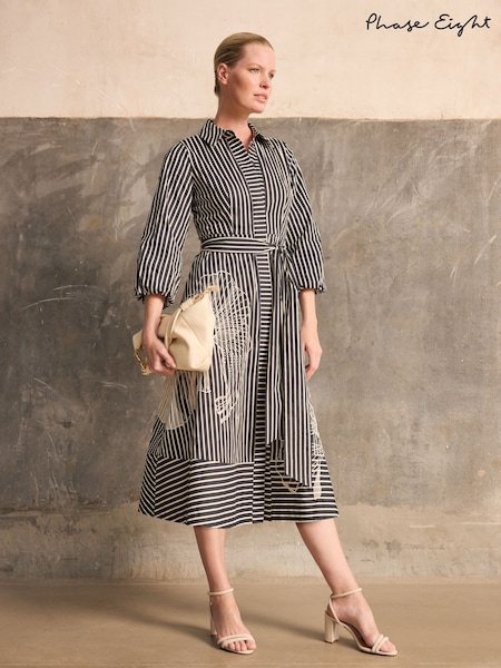 Phase Eight Black Corina Stripe Dress (F62948) | 638 QAR
