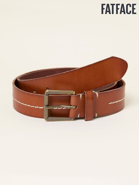 FatFace Tan Brown Stitch Detail Leather Belt (F62971) | €46