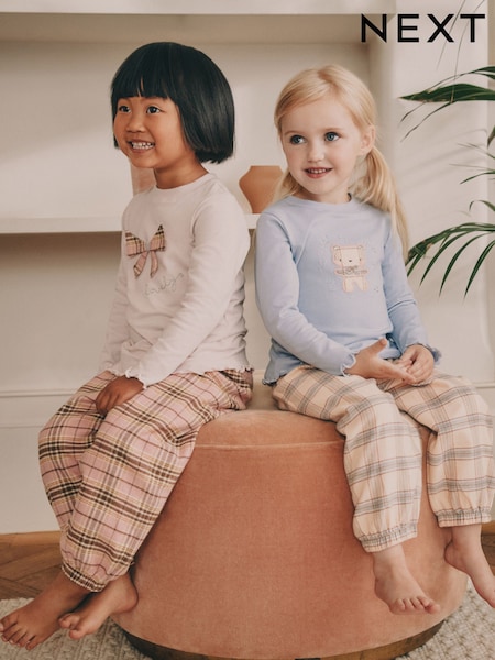 Check Bow / Bear Woven Bottoms Pyjamas 2 Pack (9mths-10yrs) (F62980) | €30 - €43