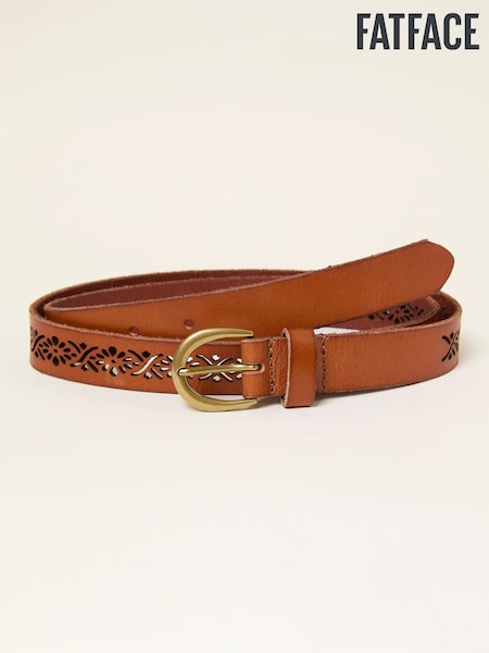 FatFace Tan Brown Cut Out Detail Leather Belt (F63030) | €36.50
