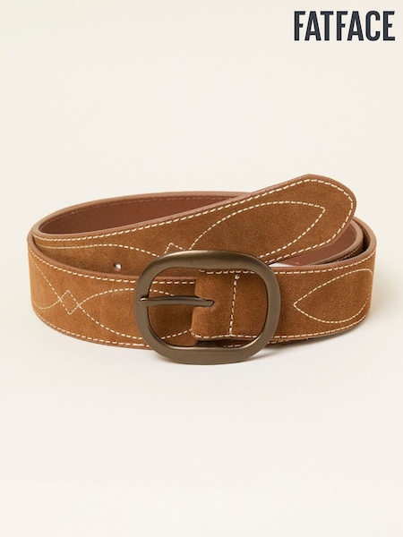 FatFace Tan Brown Suede Embroidered Belt (F63035) | €36.50