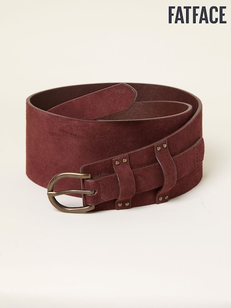FatFace Burgundy Red Suede Waist Belt (F63038) | AED233