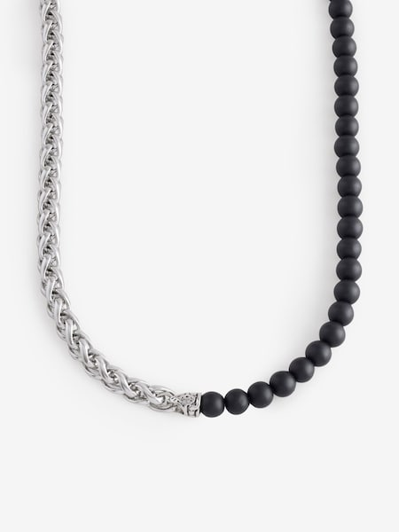 DCK Mens Stone And Chain Black Necklace (F63139) | ‏91‏₪