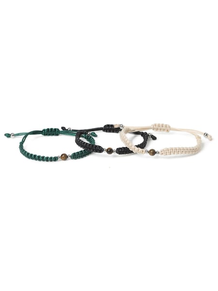 DCK Mens Tigers Eye Corded Black Bracelets 3 Pack (F63151) | ‏99 ر.ق.